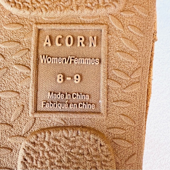 ACORN CLASSIC MOCCASIN SHERPA SLIPPERS INDOOR OUTDOOR  SIZE 8/9 BUFF NWT - Picture 5 of 8